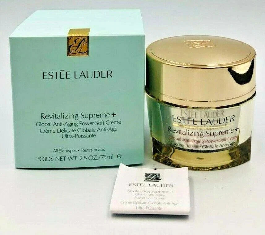 Estée Lauder Revitalizing Supreme+, Estee Lauder Supreme Plus Cream, Revitalizing Supreme Anti Aging Cream, Global Anti Aging Power Soft Creme, Estee Lauder face cream, anti aging moisturizer, wrinkle cream, luxury skincare, firming face cream, hydrating facial moisturizer, 2.5 oz face cream